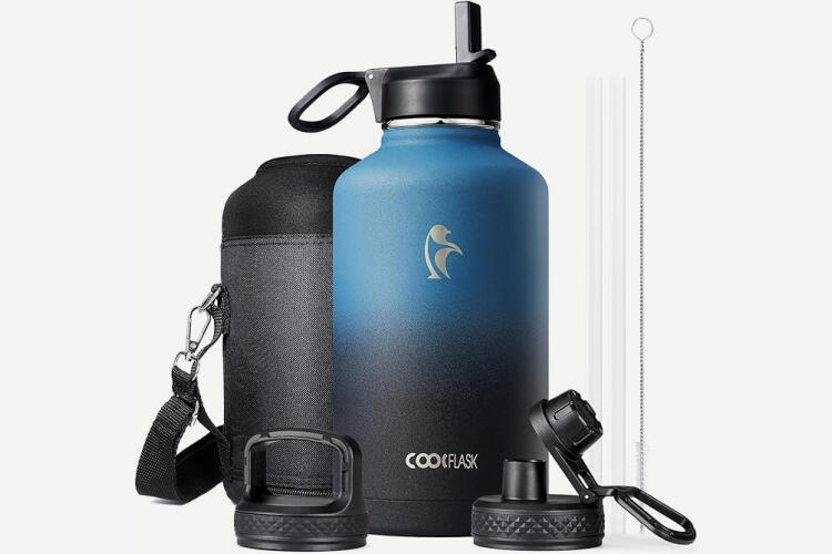 Insulated Water Bottle with Strap Image of a Insulated Water Bottle with Strap
